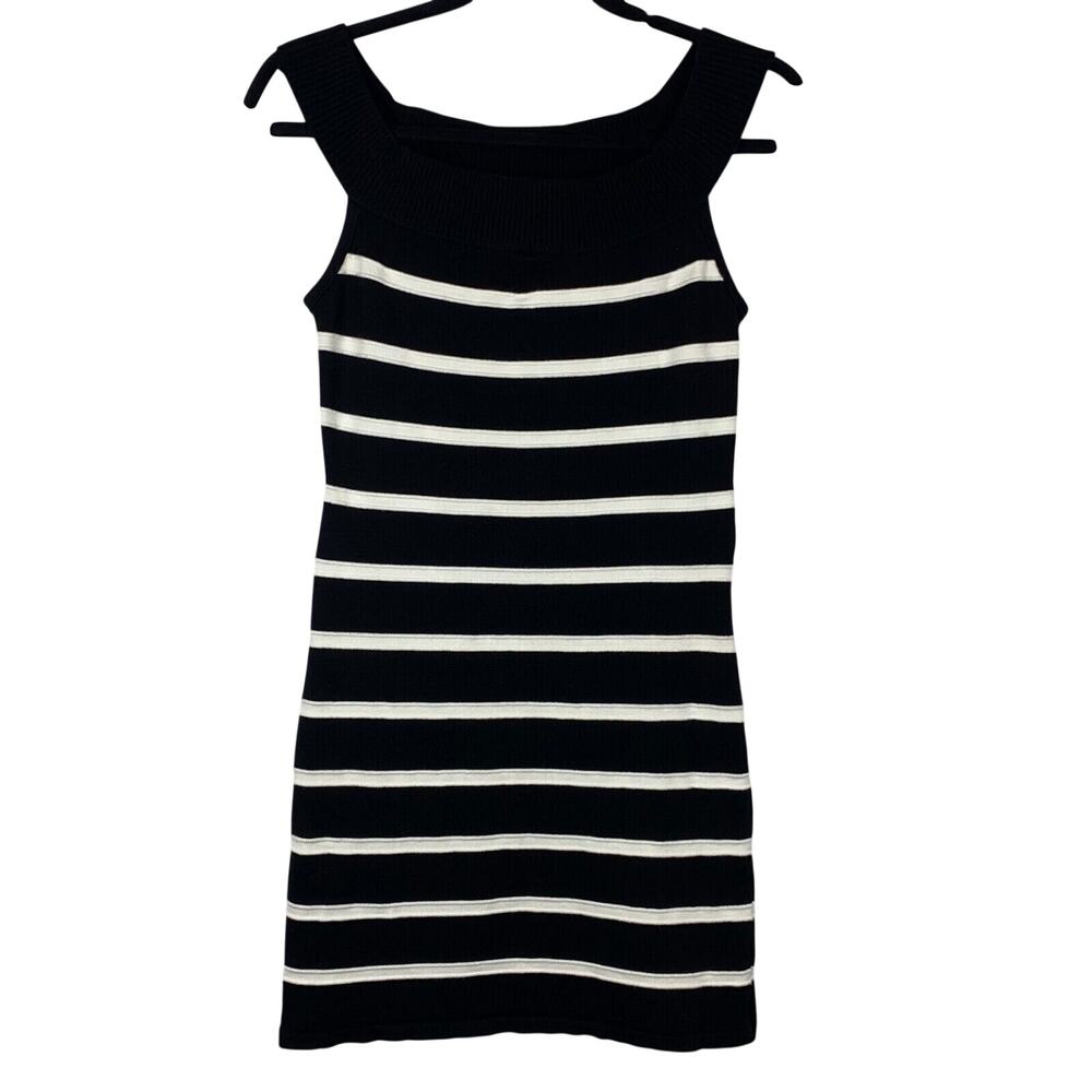 KLD Signature Striped Mini Dress Womens Large Sleeveless LBD Nautical Style READ
